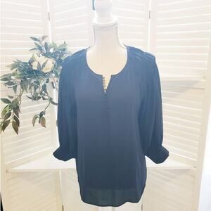 ANTHROPOLOGIE MAEVE BLACK BUTTON UP BLOUSE S 2